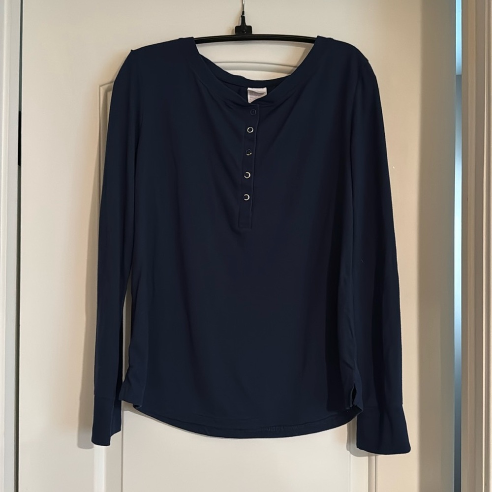 Target Women's Stars Above Navy Long Sleeve Henley T-Shirt